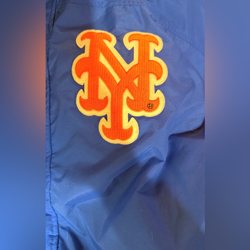 VTG NY METS Columbia Men's Blue and Orange Windbreaker - Picture 4 of 6